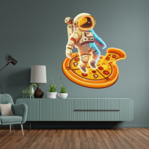 Astronaut Pizza UV Printed Neon light